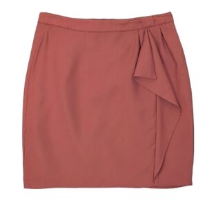 3/$20 H&M Rust Pencil Skirt Side Ruffle Short Lined Draped Asymmetric Party